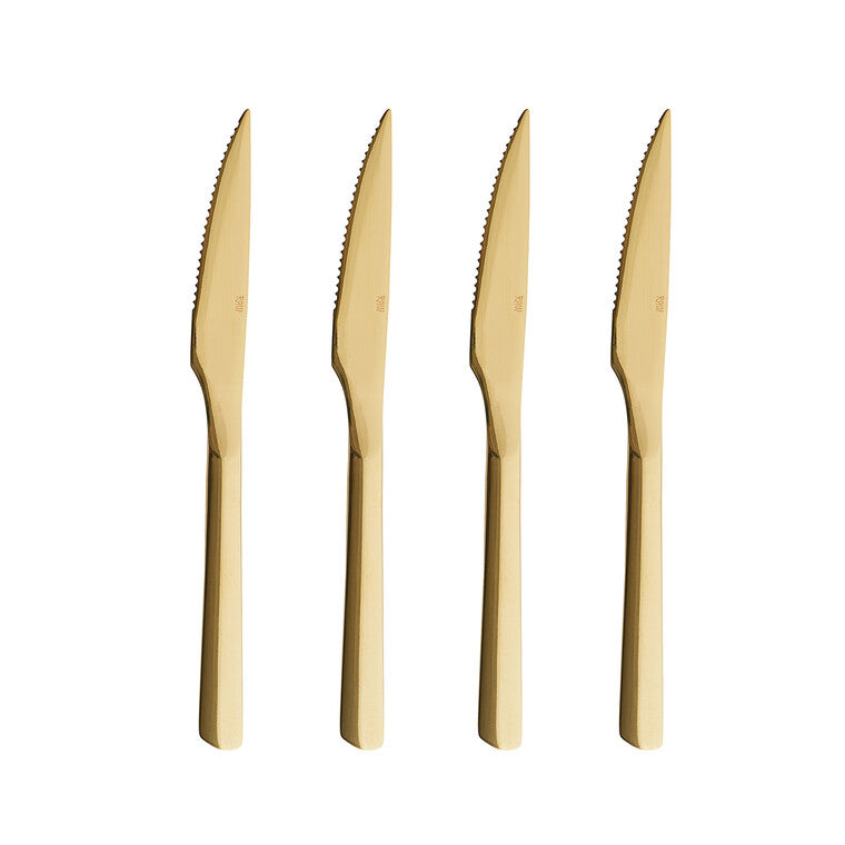 RAW steakkniv 4 stk guldfarvet